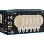 Mexen Vintis 6x Филамент LED крушка E27, G125, 8W, Топла - 2700K, 750 lm, кехлибар (L158-E27-0827-50x06)