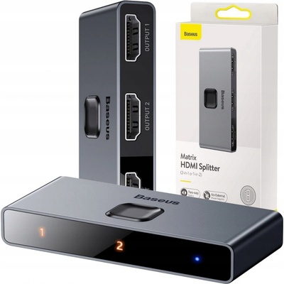 Baseus Matrix 3x HDMI Switch 4K šedý CAHUB-BC0G