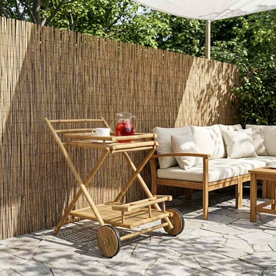 vidaXL Чайна количка с колела Естествен 79 x 67.5 x 84 см Бамбук (42028068)