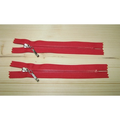 Kostenný zips červená 3mm nedeliteľný 14cm