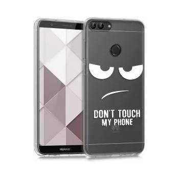 kwmobile Прозрачен калъф с дизайн don't touch my phone за Huawei P Smart - бял