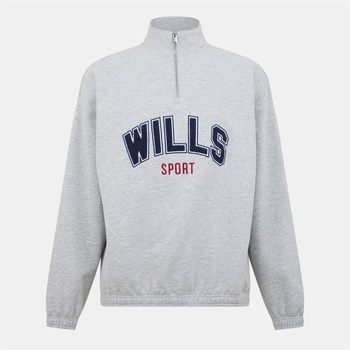 Jack Wills Men's 1/4 Zip Graphic Fleece - Ice Marl