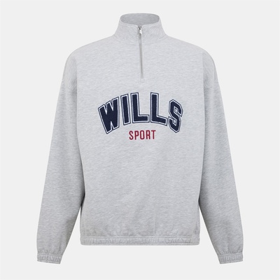 Jack Wills Men's 1/4 Zip Graphic Fleece - Ice Marl