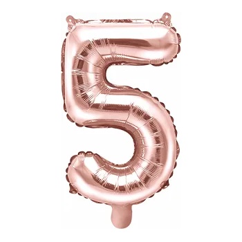 Image 1 of PartyDeco Балон от фолио Mini - число 5 розово златен 35 см