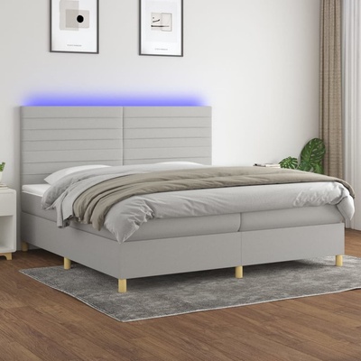 Petrashop 3135541 boxspring postel s matrací a LED světle šedá textil