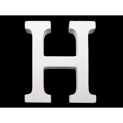Dřevěná dekorace písmena abecedy - "H" bílá sněžná