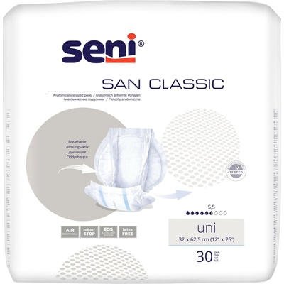 Seni Anatomické plienky Seni San Classic Uni pre dospelých 30 ks 32 x 62,5 cm 30 ks