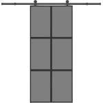 vidaXL Плъзгаща се врата с обков 90x205 см Закалено стъкло&Алуминий (3332987)