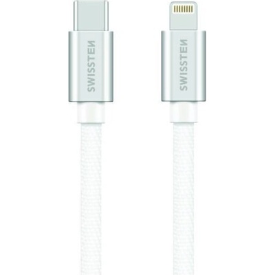 Swissten 71527203 USB-C na USB-C, USB 2.0, zástrčka C - zástrčka C, opletený, 1,2m, stříbrný