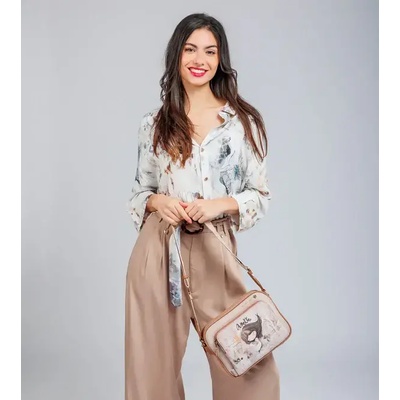 Anekke Уникална средно голяма cross-body дамска чанта anekke memories с две независими отделения и дизайнерски принт