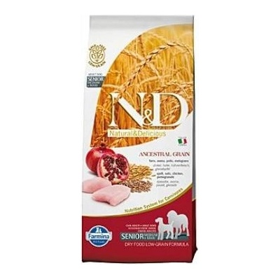 N&D Ancestral Grain Dog Senior Medium & Maxi Chicken & Pomegranate 3 x 12 kg