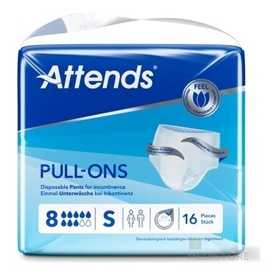 Attends Healthcare Group ATTENDS Pull-Ons 8 S elastické inkontinenčné nohavičky, nasiakavosť 2205 ml, obvod bokov 60-90 cm, 1x16 ks