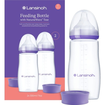 Lansinoh Kojenecké lahvičky s dudlíky F Natural Wave 2 x 330 ml