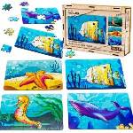PuzzleOK Wooden Puzzle 4in1 Sea Animals