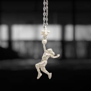  Сребърен дамски медальон 925 баскетбол | Баскетболистка скок - класически