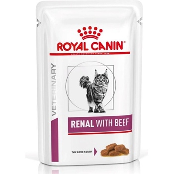 Royal Canin ROYAL CANIN Vet Renal Feline Храна за котки, мокра, с говеждо, пилешко, свинско, хапки в сос, 12x85 g