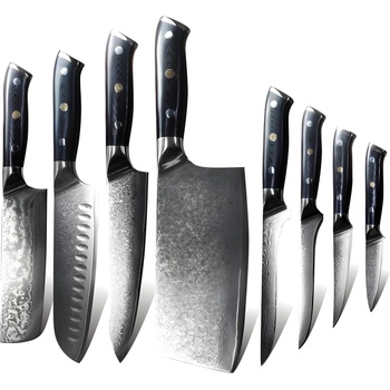 HARAHU Комплект дамаски ножове - 8бр / Черен kp13840 (13840)