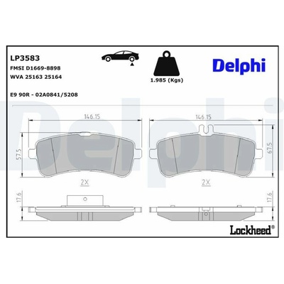Sada brzdových platničiek kotúčovej brzdy DELPHI LP3583