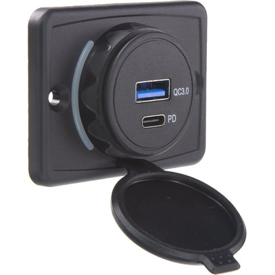 STU 34661.6 USB QC3.0 + USB-C PD3.0 zásuvka 12/24V, montáž na povrch