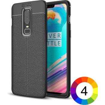 Image 1 of OnePlus 6 Удароустойчив Litchi Skin Калъф и Протектор