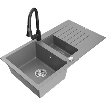 Mexen Matias гранитна мивка с 1, 5 камери със сушилник и кухненски смесител (6502-71-670101-70)