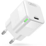 XO CE06 мрежово зарядно устройство с Type-C конектор, 30 W, LED индикатор, БЯЛО (XO-CE06)