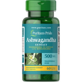 Image 1 of Puritan's Pride Ashwagandha Standardized Extract 500 mg [60 капсули]