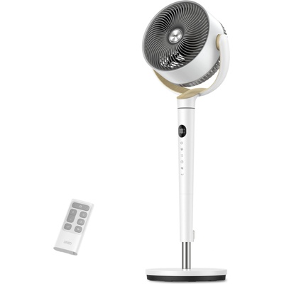 DREO pedestal fan very quiet, large fan with remote control, 20dB silent fan with DC motor, 120° oscillating, 4 modes, 94-107cm height adjustable, floor fan, TurboPoly Fan 512, white