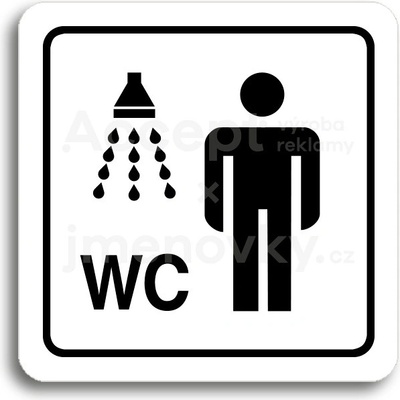 ACCEPT Piktogram sprcha, WC muži - bílá tabulka - černý tisk