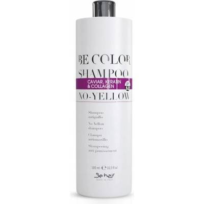 Be Hair Be Color NO YELLOW Shampoo šampón proti žltému nádychu s kaviárom kolagénom a keratínom 500 ml
