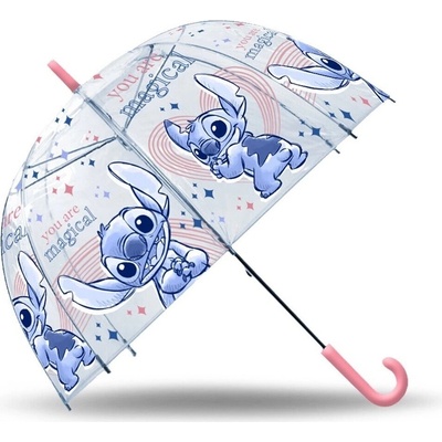 Lilo a Stitch deštník dětský holový manuální průhledný modrý