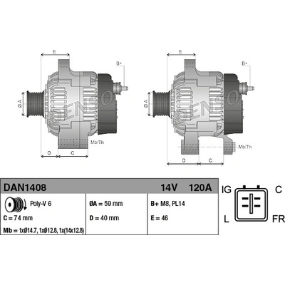 Alternátor DENSO DAN1408