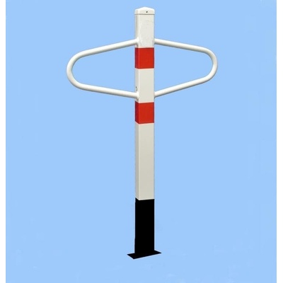 Parkovací sloupek MOTÝLEK – ocel, bílo-červená, 1050×590 mm, pevný k zabetonování