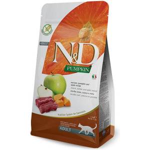 Farmina N&D Adult Cat Pumpkin Venison & Apple - суха храна за котки без зърнени култури, с еленско месо, тиква и ябълка