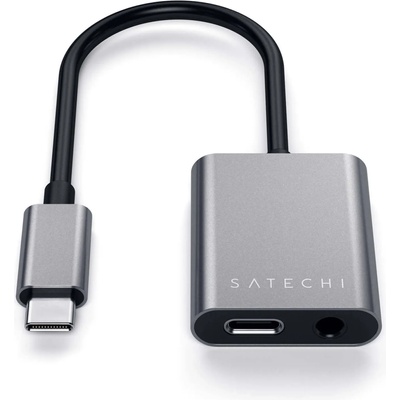 Satechi USB-C to 3.5mm Headphone Jack Adapter - USB-C адаптер към 3.5 аудио изход и USB-C изход (39518)