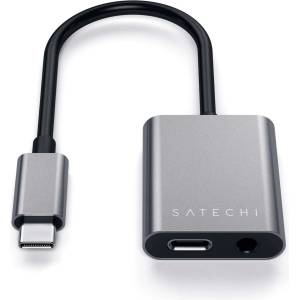 Satechi USB-C to 3.5mm Headphone Jack Adapter - USB-C адаптер към 3.5 аудио изход и USB-C изход (39518)