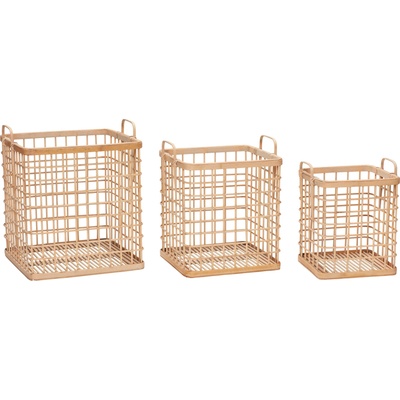 Hübsch Панер Hübsch квадратен бамбук с дръжки естествено дърво 3 бр (30407)