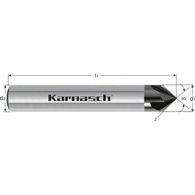 Karnasch 3064930200 | Tvrdokovová odihlovacia fréza, dlhá, 90°, povlakovaná 2,0x6-40x4 mm, Z=3