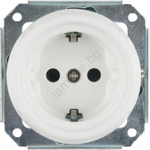 Bohemia-Design Bohemia-Design- Порцеланова ретро стенна розетка без рамка SCHUKO 250V/16A бяла (BF0025)