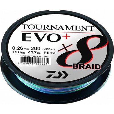 Daiwa Spletaná Šnúra Tournament X8 Braid Evo+ Multi-Color 300m 0,16mm 12,20kg