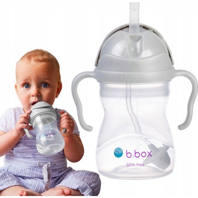b.box hrneček s brčkem šedý 240 ml