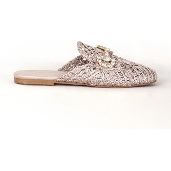 Jacket Club Дамски чехли с декоративни камъни 7668 - Бежови #383462 (383462_Сребрист)