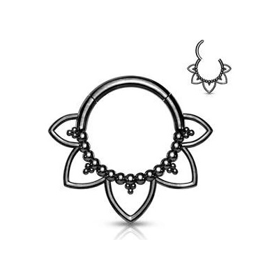 Šperky4U Černý ocelový piercing do nosu septum NS0033-K
