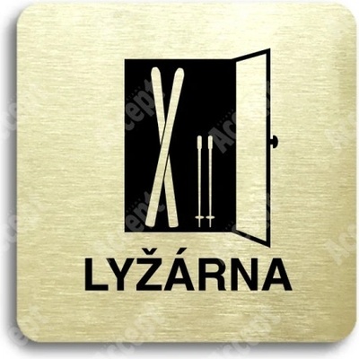 ACCEPT Piktogram lyžárna - zlatá tabulka - černý tisk bez rámečku