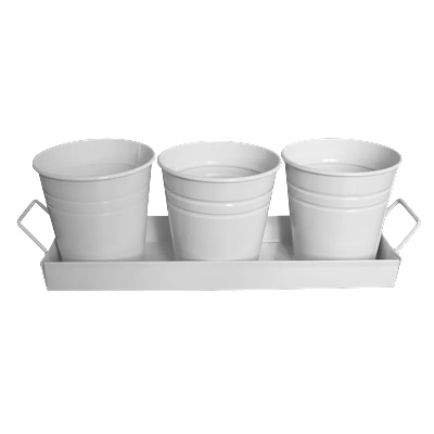 Horecano HORECANO-Метални кофички за сервиране 3бр. (10xh10cm) на поставка (9x30cm) (011630)