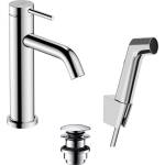 Hansgrohe Tecturis S - Смесител за мивка с Push-Open изпразнител и хигиенен душ, EcoSmart, хром 73211000 (73211000)