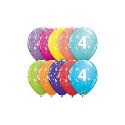 Qualatex Potisk číslo 4 mix 11 28cm Balónek
