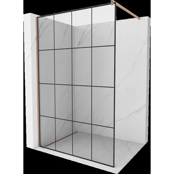 Mexen Kioto стена за душ Walk-in 150 x 200 см, черен модел 8 мм, четкана мед - 800-150-101-65-77 (800-150-101-65-77)