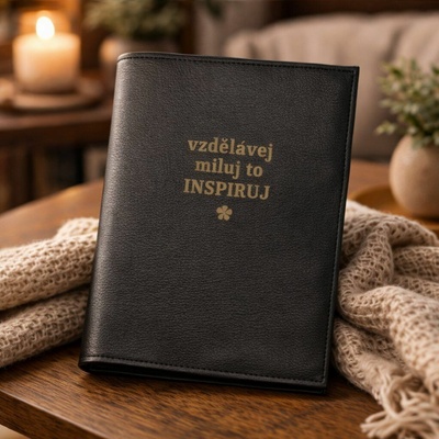 Obal na knihu z ECO kůže INSPIRUJ Barva: Černá, Rozměr: 22,5 x 33 cm, Text uvnitř: Bez gravírování uvnitř