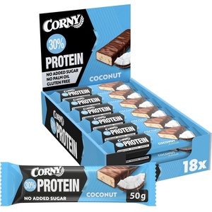 CORNY Протеинов бар Corny Protein Coconut 50 г кутия 18 бр